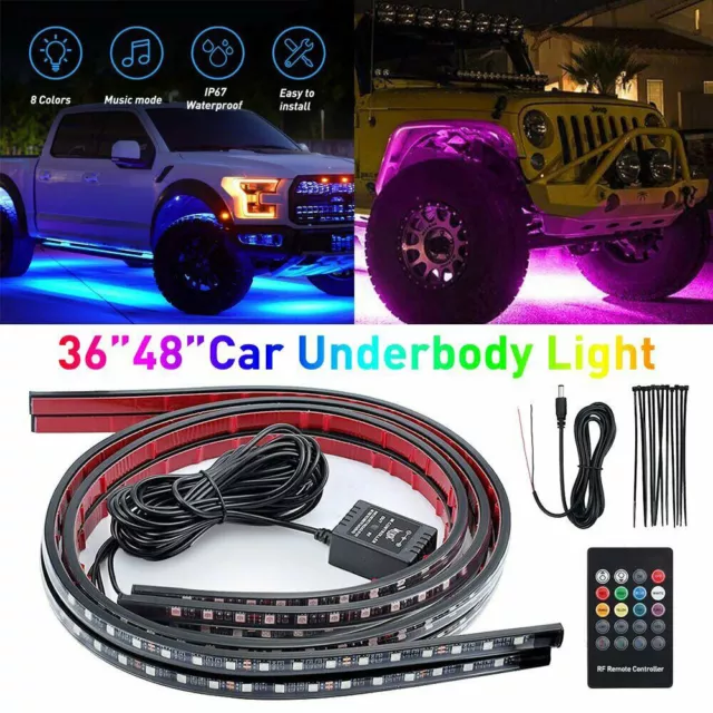 4X 36"48" RGB Underglow Decor LED Strip Under Tube Underbody System Neon Light