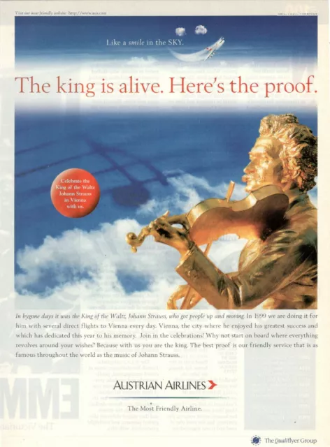 Aua Austrian Airlines 1 Page Advertising 1999 Here's The Proof Strauss