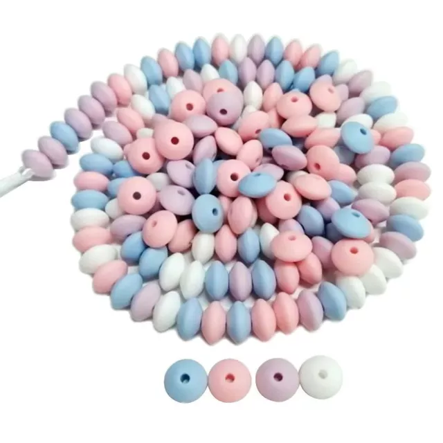 100Pcs Lentil Silicone Beads 12mm Round Spacer Bead Baby Soother Jewelry Charms