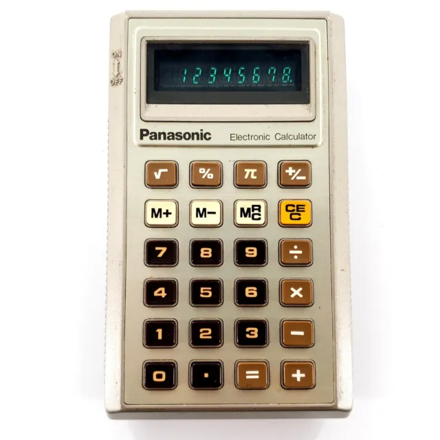 Vintage Panasonic JE-8220U Pocket Electronic Calculator Green Digit Tested Works