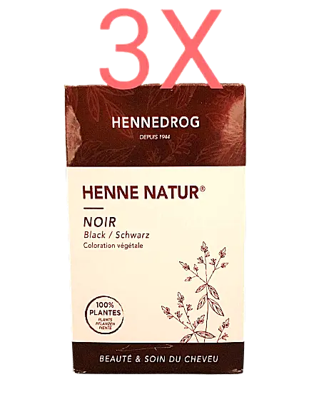 Henna Nero Tinture per Capelli Hennè Naturale Cura Dei - 3 x 90 G - Tatuaggi