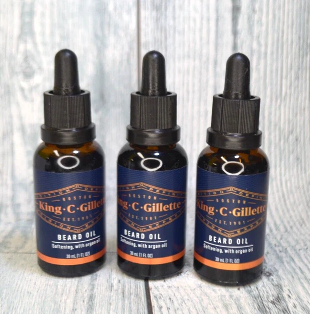 Aceite de barba para hombre King C. Gillette con aceite de argán - paquete de 3 onzas *sin caja