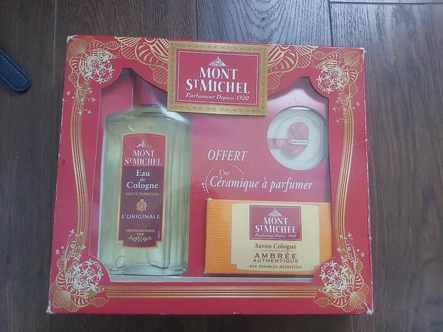 COFFRET MONT ST michel eau de cologne savon ambrée céramique à parfumer