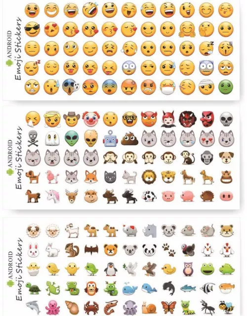 3 Sheets = 165pc - 1cm Android Emoji Sticker Die Cut iPhone Smile Reward Party