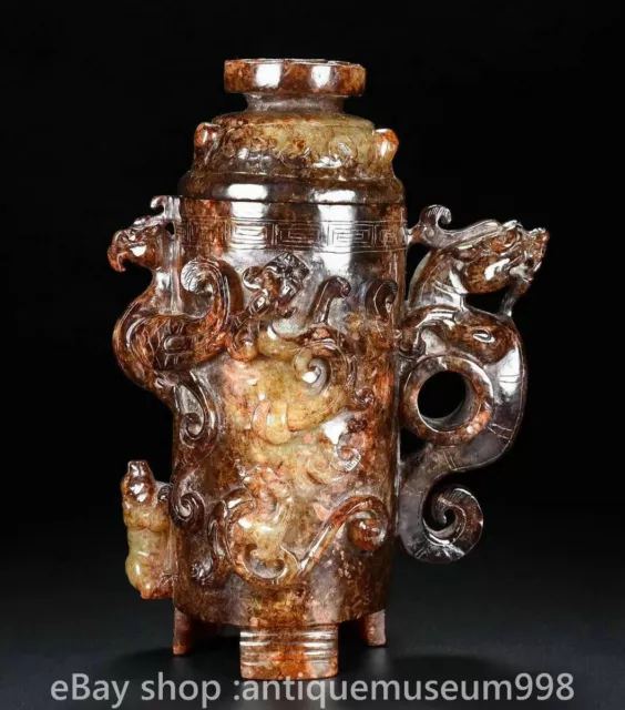 8.4 "Chine naturel et Tian yusculpture Longfeng verre à vin