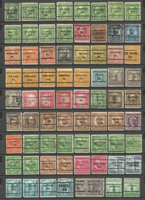ETATS UNIS : PRECANCELS : INDIANA : 71 Timbres différents
