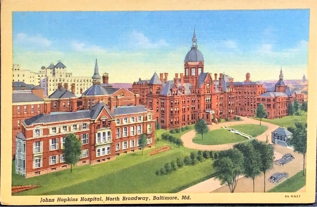 Vintage Postcard Johns Hopkins Hospital North Broadway Baltimore Maryland
