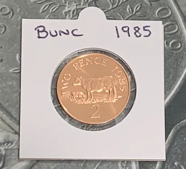 1985 Bailiwick of Guernsey Brilliant Uncirculated 2p Coin Two Pence Bunc Unc BU