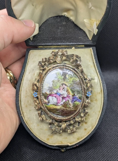 Broche Ancienne Double Portrait De Femme - Métal Argenté - Vintage (réf. F9)