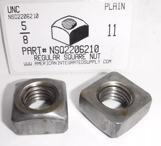 5/8-11 Regular Square Nut Steel Plain 1" Af X 35/64 Th  (10)