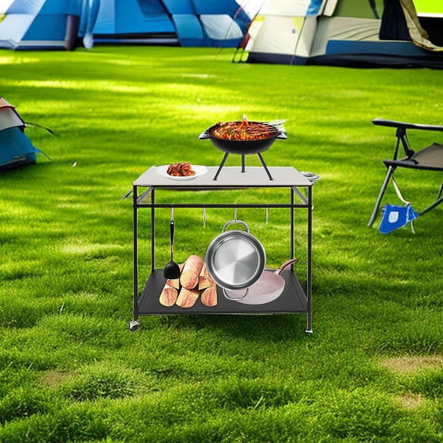 OUTDOOR PREP DINING Table Movable Pizza Oven Stand for Patio Bar BBQ