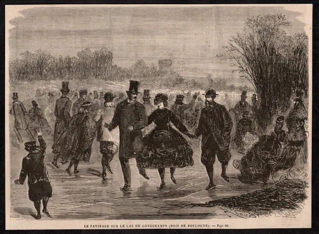 1864 -- Skating On The Lake Of Longchamp Wood Boulogne 3T141