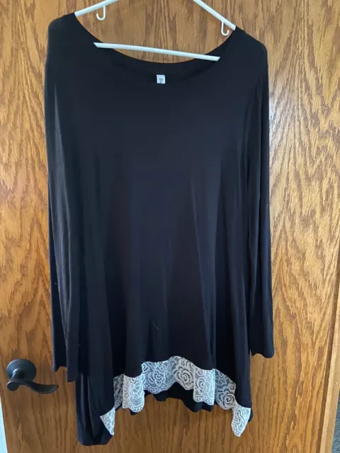 ZENANA PREMIUM Tunic Top - X-Large (XL) - Black with Lace Trim