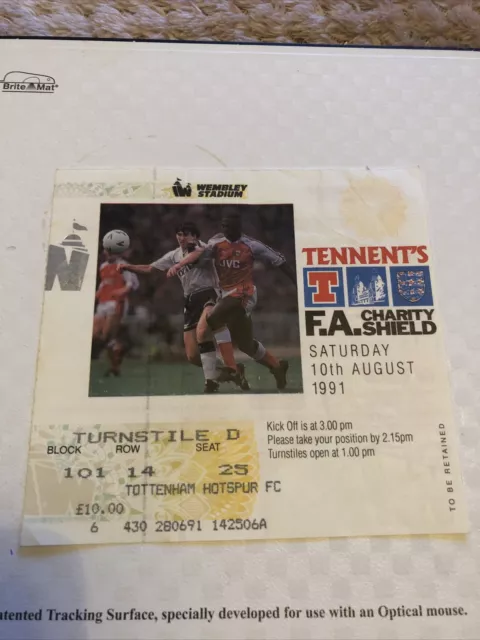 Arsenal V Tottenham Hotspur Fa Charity Shield 10th Aug 1991..Match Ticket