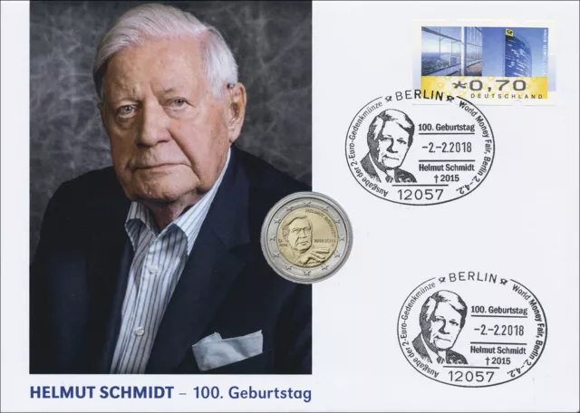 L-9200 • Numisbrief Helmut Schmidt - 100. Geburtstag / 2 Euro