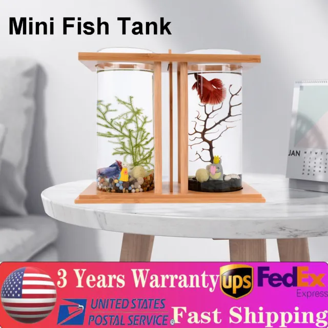 Creative Ecology Bamboo Base Fish Bowl Aquarium Goldfish Tank Desktop Decoration