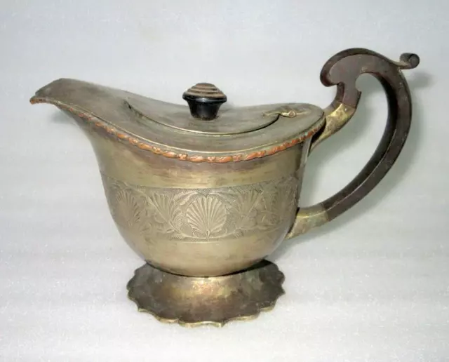 1900's Antique Old Hand Carved Brass And Horn Handle Unique Tea/ Milk Pot kettle 2