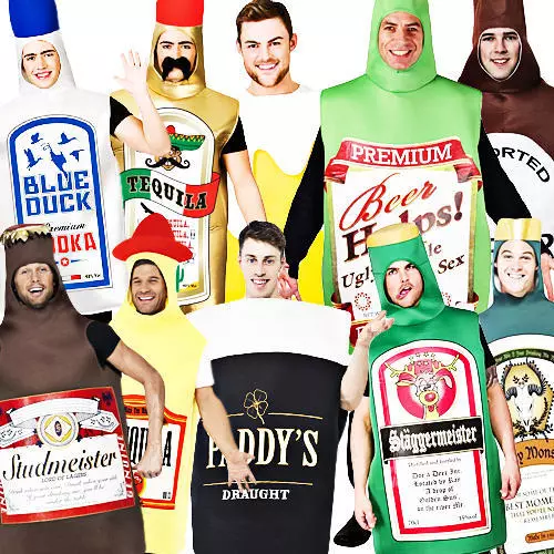 ALCOHOL DRINK BOTTLES Mens Costumes Stag Night Fun Adults Fancy Dress Outfits 22.99 PicClick UK