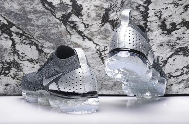 DS Nike Air VaporMax Flyknit 2 Men's Silver Grey Air Cushion Shoes, US Size7-11