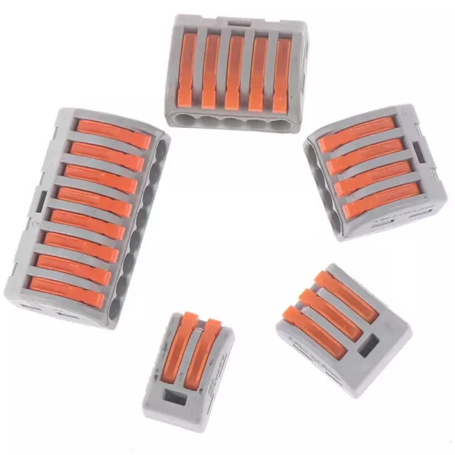 2/3/4/5/8 Way Reusable Spring Lever Terminal Block Electric Cable Wire Connector