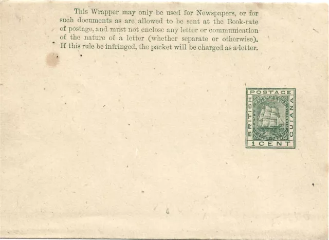 British Guiana 1876 1c Green Newspaper Wrapper - Unused