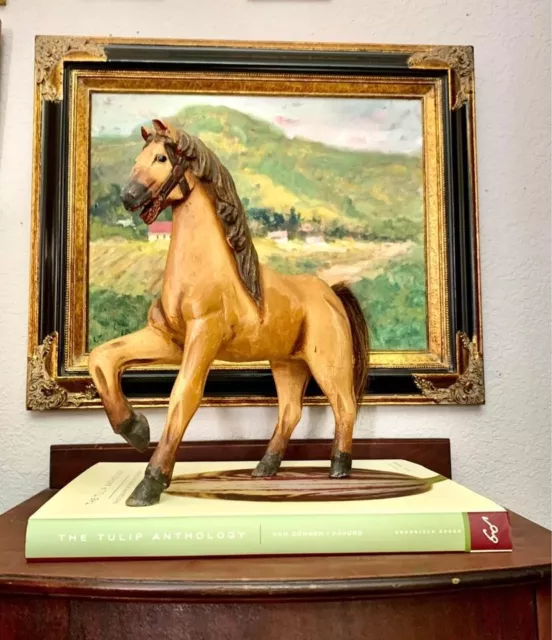 Horse Statue Hand Carved Wooden Old Vintage Classic Model Horse Beautiful