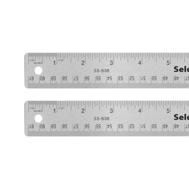 2pcs Stainless Steel Rulers Non-Skid Backing 18 24 Metric Metal