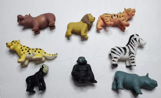 Hippo, Lion, Tiger, Zebra, Monkey, Cheeta, Ape, Rino Wild Zoo animals plastic