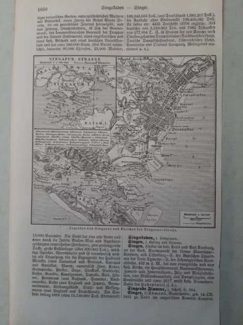 SINGAPUR  SINGAPORE  PLAN und  KÄRTCHEN von 1897