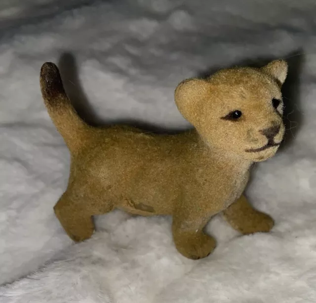 Vtg TOTSY flocked lion cub Velvet miniature figure figurine mini