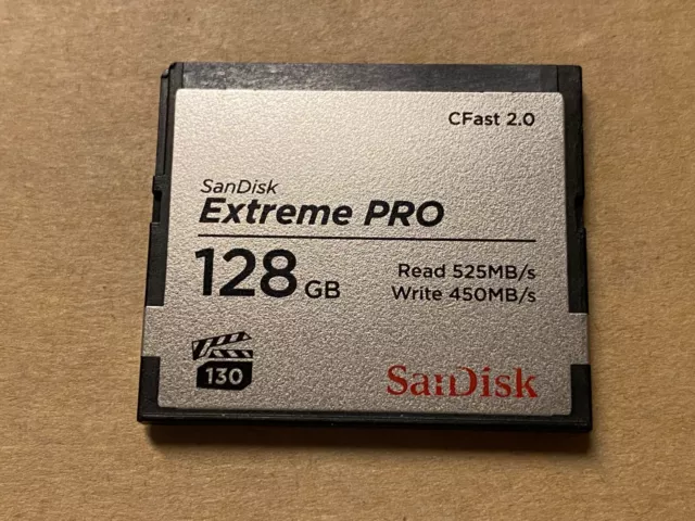 Tarjeta de memoria Sandisk 128 GB CFast 2.0 velocidad de escritura rápida 450 MB/s para video 4K o HD