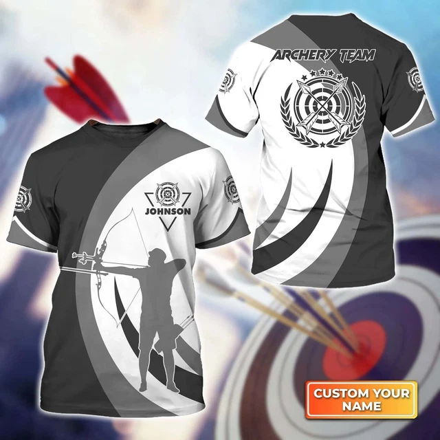 Black And Grey Silhouette Archery Target Personalized Name 3D Tshirt, Gift For A