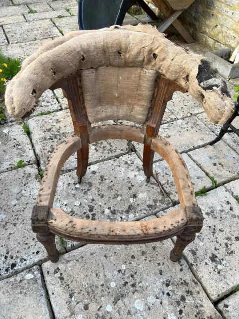 Antique Tub Chair - Victorian/Edwardian In Need Of Restoration. Pretty Frame