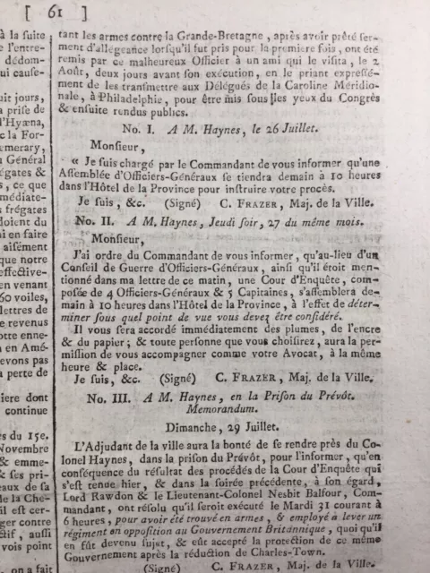 Colonel Isaac Hayne exécuté 1782 Charlestown Guerre d’indépendance Protestant 3