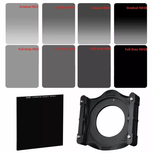 ZOMEI 4X6in.ND2 ND4 ND8 ND16 Filter Kit+Holder+77mm Adapter Ring+ND1000 Filter