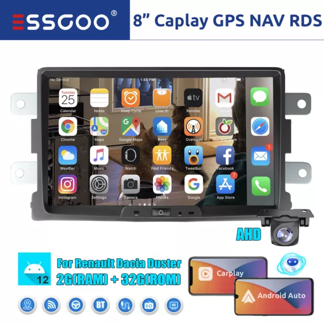 8" Autoradio Carplay Android 12 2+32G BT GPS Navi Wifi für Renault Dacia Duster