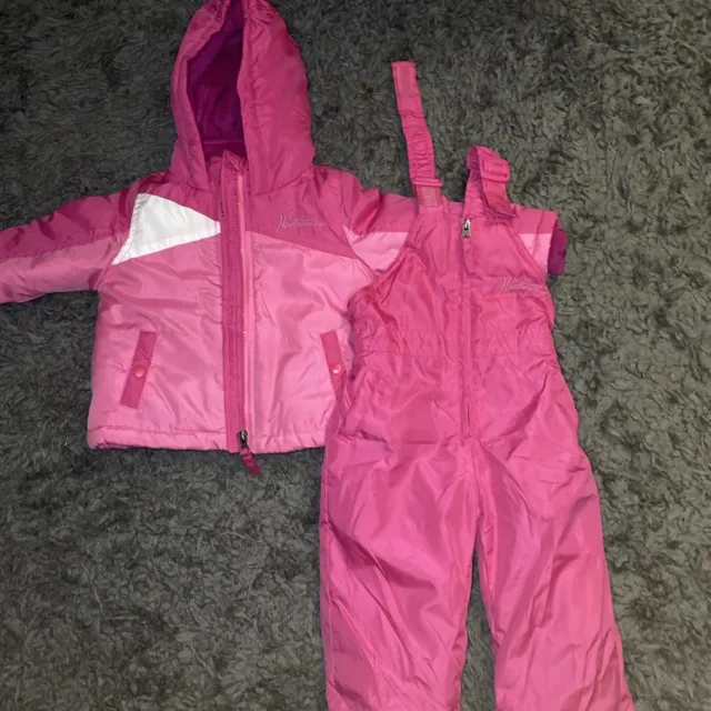 Weatherproof 12 Mo Toddler Girls Pink Ski Snow Bib Winter Hooded Jacket 12