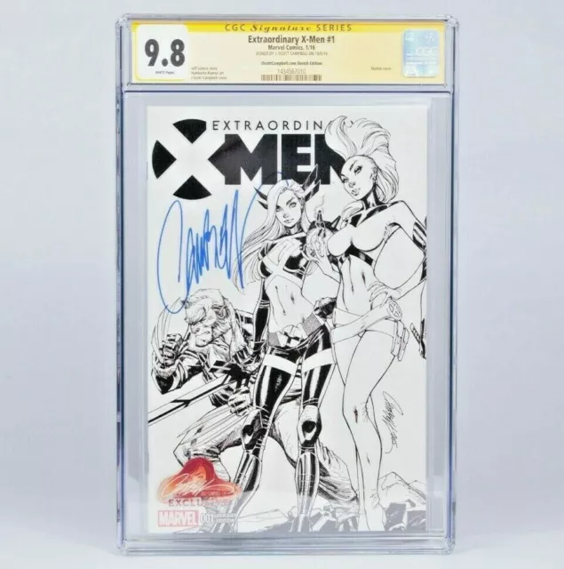 Extraordinary X-Men #1 J.Scott Campbell B&W Variant CGC SS 9.8 - Signed by JSC