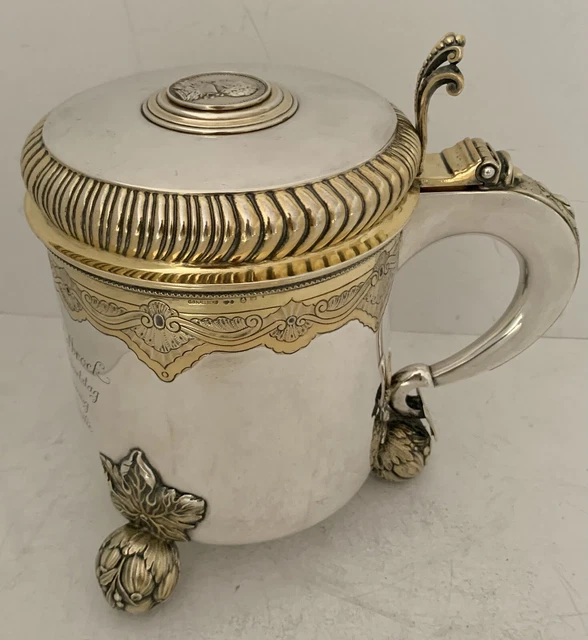 Parcel Gilt Swedish 830 Silver Lidded Tankard Gustavus Adolphus Cg Hallberg 1916