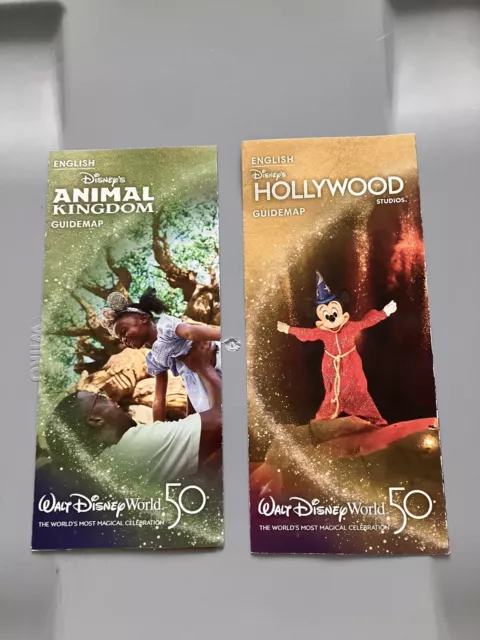 Walt Disney World Park Maps -  Hollywood  Studios & Animal Kingdom 50th Anni