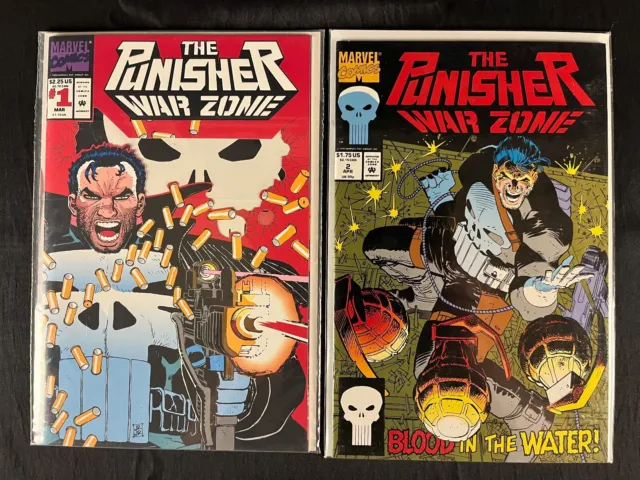 Lot of 2 The Punisher: War Zone #1, 2 Marvel Comics 1992 VF/NM