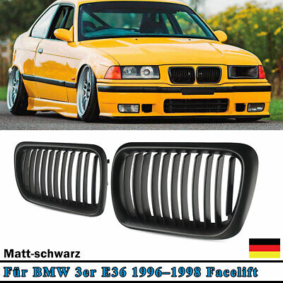 Kühlergrill Einzelsteg Nieren Grill Für Bmw 3Er E36 96-98 Matt Schwarz Facelift