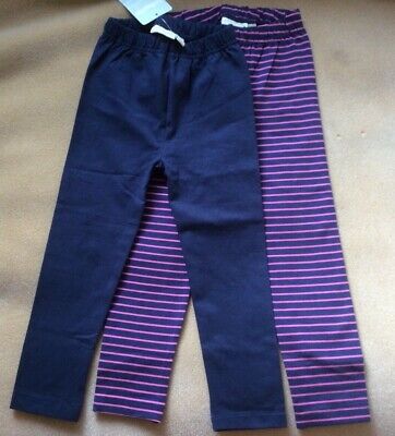 Jojo Maman Bebe Cotton 2- pack Navy Leggings Pants size 4-5 Total length 21in