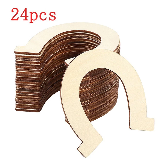 24pcs Wood Slices Horseshoe Design Wood Chips DIY Handmade Graffiti Chip Wood **