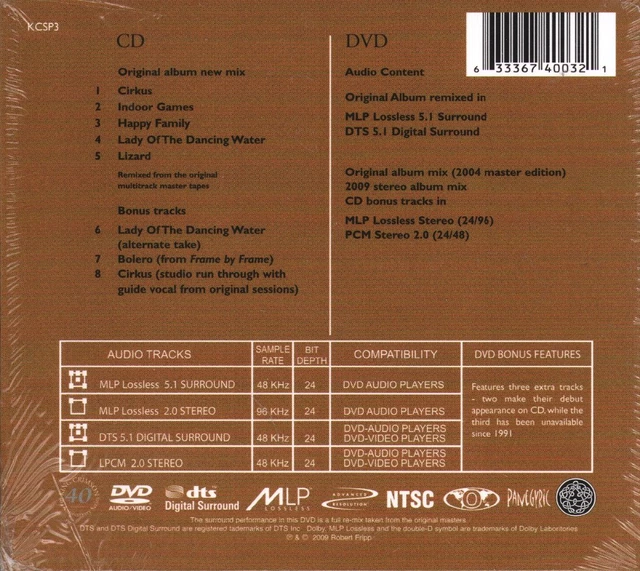 KING CRIMSON LIZARD CD/DVD Europe Discipline Global Mobile 2009 CD/DVD