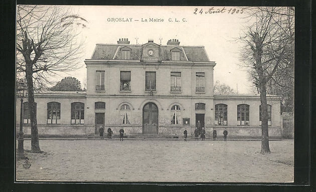 CPA Groslay, La Mairie, des enfants vor Hôtel de Ville 1905