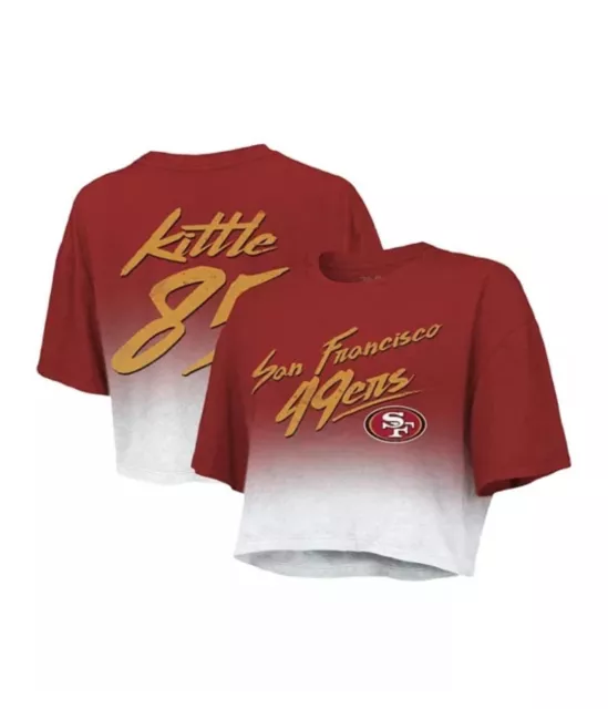 Women's Threads George Kittle Scarlet, White San Francisco 49ers Crop - Large