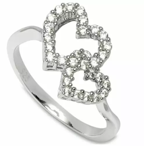 Bague Gooix Femme Argent sterling 925/1000. Double Cœur Love. T54. 55,90 € NEUF 3