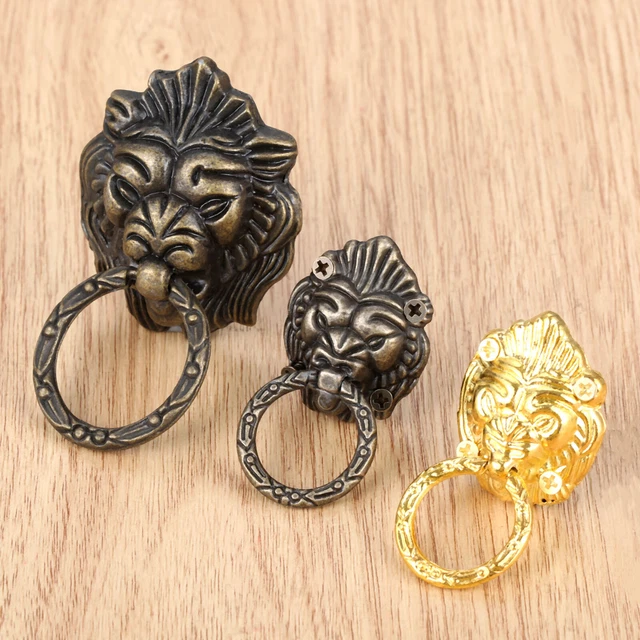 Lion Head Kitchen Cabinet Drawer Dresser Cupboard Ring Door Pull Handle Knob S/L