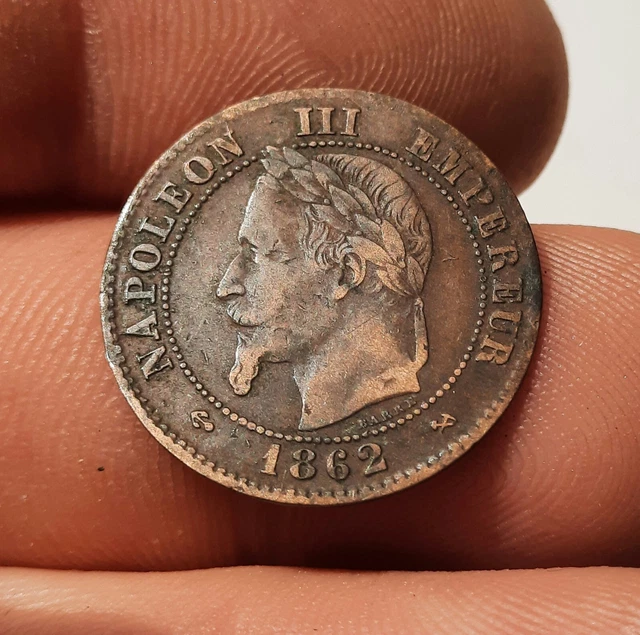 2 Centimes 1862 K Bordeaux, NAPOLÉON III,  Tête Laurée